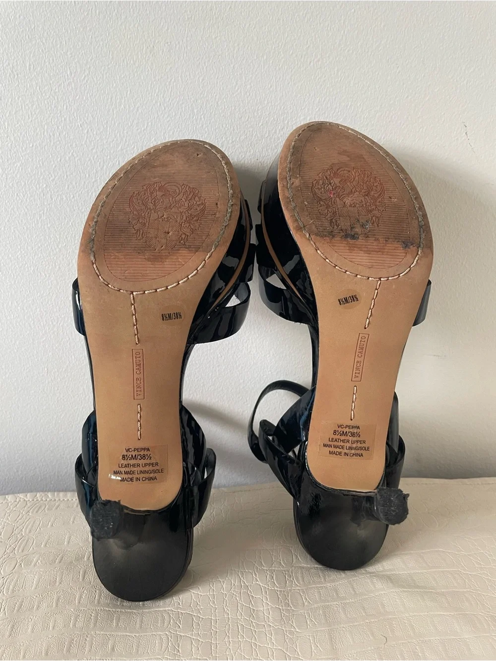 Vince Camuto Peppa Black Patent Platform Heels Size 8.5